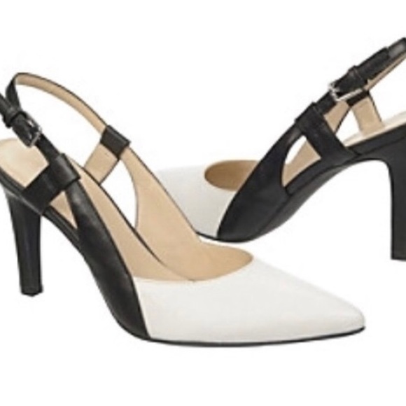 Franco Sarto Shoes - Franco Sarto Acadia White/Black Slingback Pump.